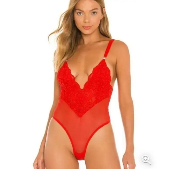We Are HAH (Revolve), Cheap And Cheerful Bodysuit, Blood Orange Red, Size Small - Picture 4 of 14